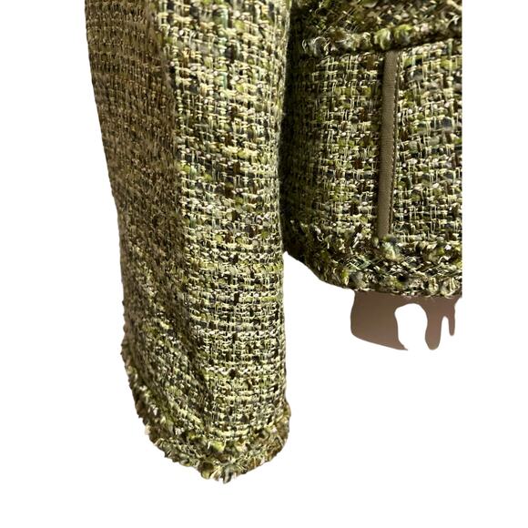 Talbots Petites Green Jacket Round Collar w/ No Buttons Made of Italian Fabrics - Picture 3 of 4